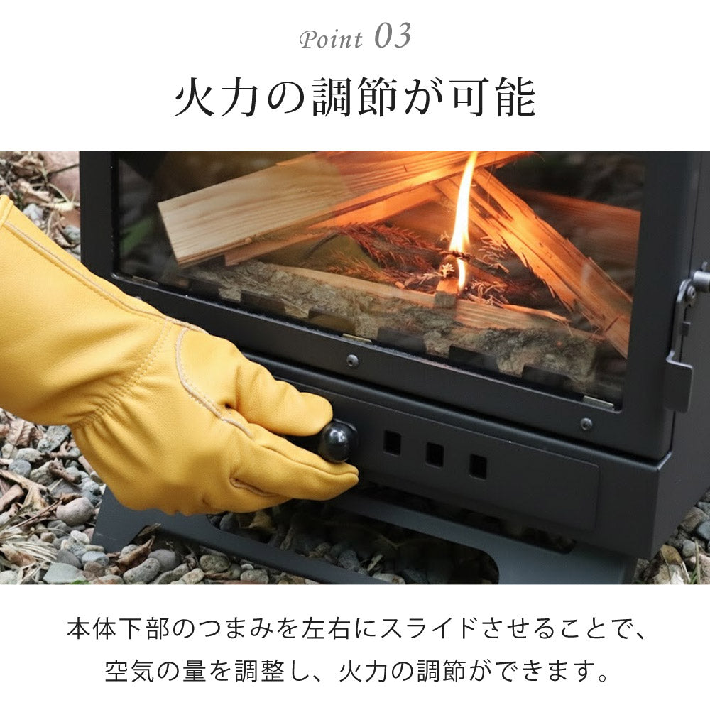 薪ストーブ ガラス窓付き 折りたたみ 煙突付き 耐熱ガラス コンパクト キャンプストーブ アウトドアコンロ 竈 かまど 焚き火 角型ストーブ ウッドストーブ キャンプ アウトドア Landfield 【公式】