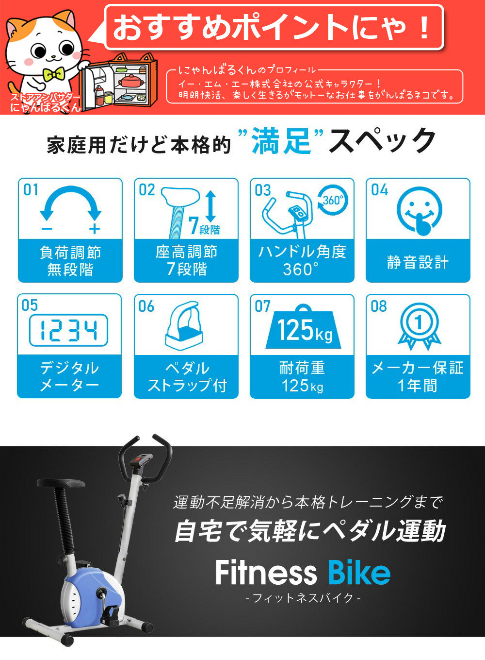 Sun Ruck フィットネスバイク 家庭用 エクササイズバイク 有酸素 運動 トレーニング バイク アップライト フィットネスマシン 筋トレバイク ダイエット スポーツ 運動器具 室内 SR-FB801