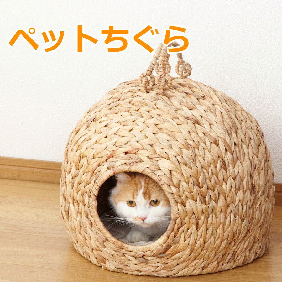 ペットちぐら中ワラを編んで作ったペットハウスクロシオ28637【代引不可】【同梱不可】