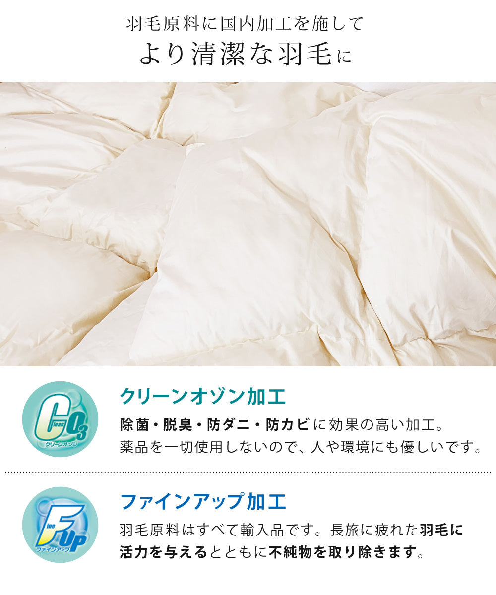 Sun Ruck 羽毛布団 ホワイトマザーグースダウン 95% 増量1.5kg 440dp 安心の日本製 アレルG加工 秋冬用 無地 抗菌 防臭 セミダブル A784DZ