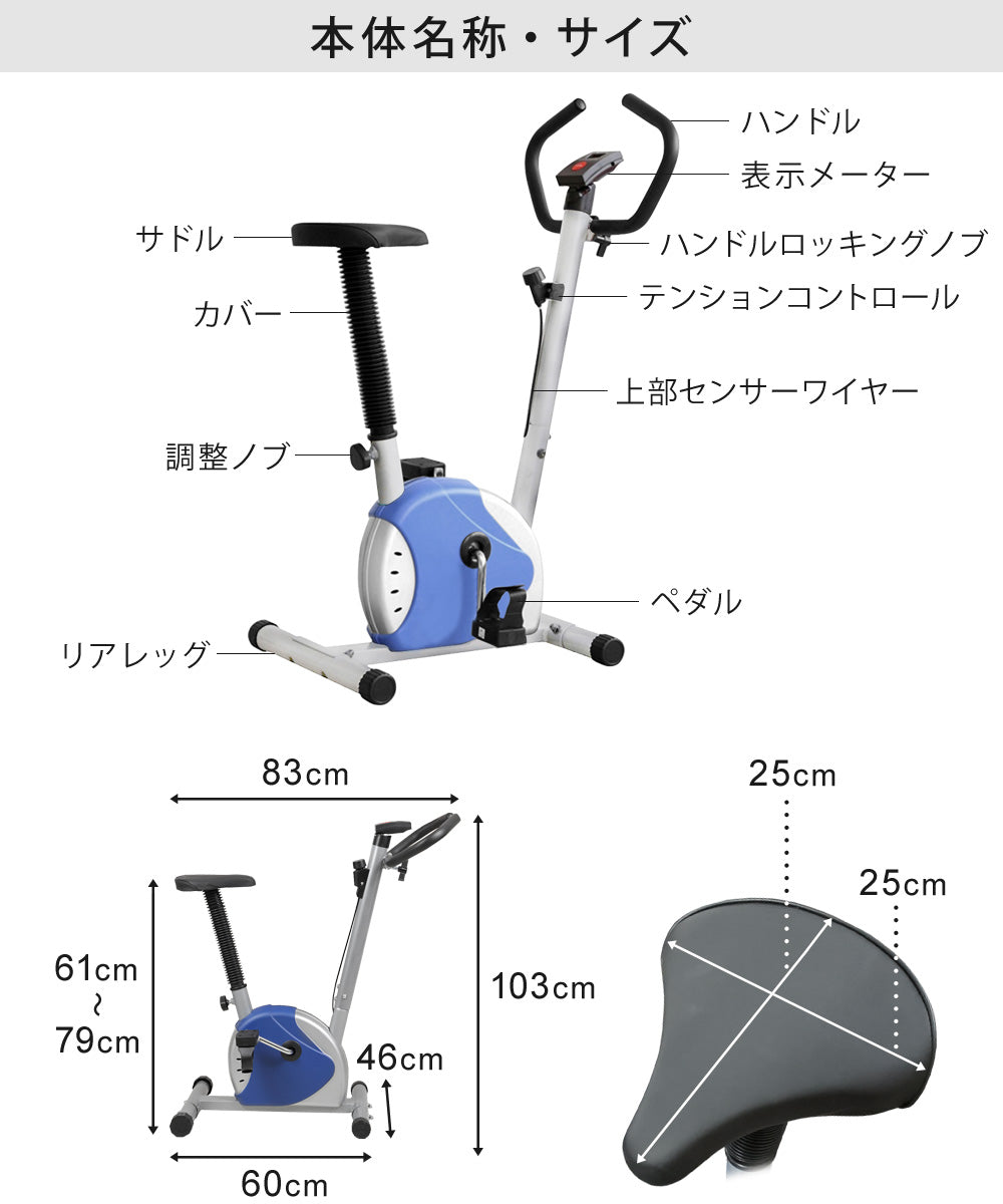Sun Ruck フィットネスバイク 家庭用 エクササイズバイク 有酸素 運動 トレーニング バイク アップライト フィットネスマシン 筋トレバイク ダイエット スポーツ 運動器具 室内 SR-FB801