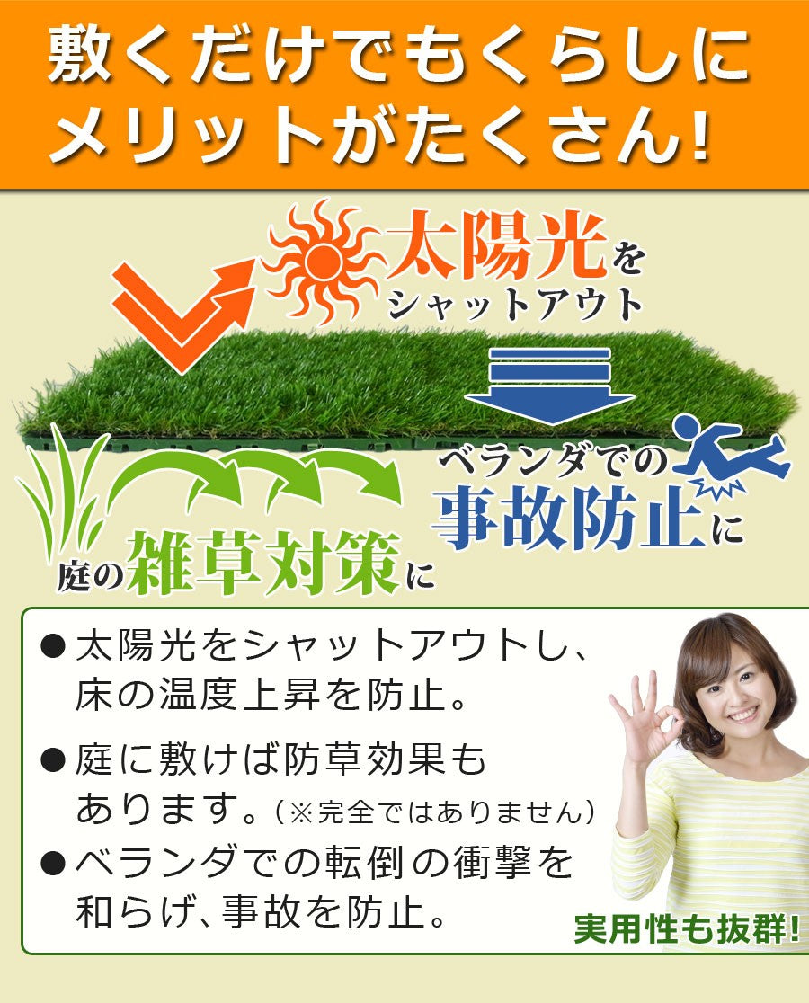 Sun Ruck 芝生パネル 30×30cm 20枚セット 芝丈約3cm ジョイント式 リアル 高密度 ふかふか お手入れ不要 人工芝 人工 芝生 芝生マット 緑化 庭 ガーデン ガーデニング バルコニー ベランダ SR-JPR032