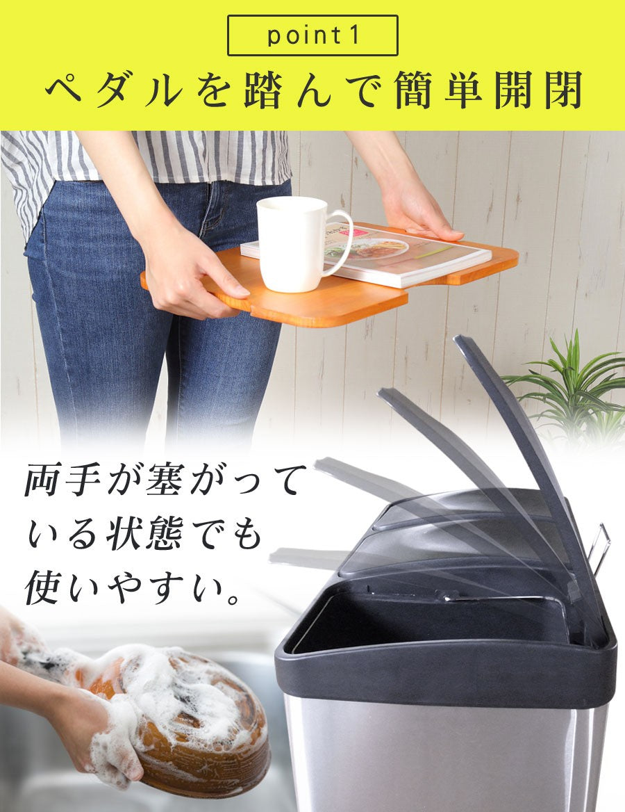 【当店限定180日延長保証】 Sun Ruck ゴミ箱 45リットル 3分別 15L×3 ステンレス フタ付き ペダル式 足踏み式 ダストボックス シルバー 日用雑貨 生活雑貨 SR-MHS292