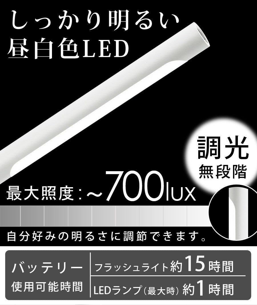 【当店限定180日延長保証】 Sun Ruck デスクライト LEDライト 多機能 卓上ライト ワイヤレス充電 タッチセンサー 充電式 コードレス 無段階調光 360°角度調節 昼白色 700lux 照明 おしゃれ 多機能ライト SR-ML010