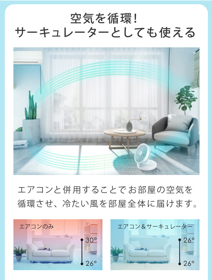 Sun Ruck 扇風機 卓上 USB 静音 折りたたみ 首振り 壁掛け対応 14cm羽根 充電式 コードレス 風量4段階 LEDライト付き 卓上扇風機 長時間連続使用 小型扇風機 ミニ扇風機 SR-UDF010-WH 季節家電