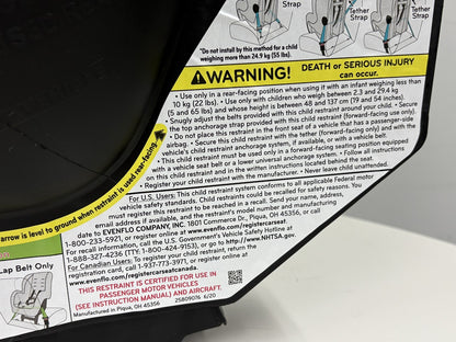 チャイルドシート リクライニング コンパクト ドリンクホルダー 新生児 1歳 2歳 3歳 4歳 5歳 6歳 evenflo イーブンフロー 37111835C 【代引不可】【同梱不可】