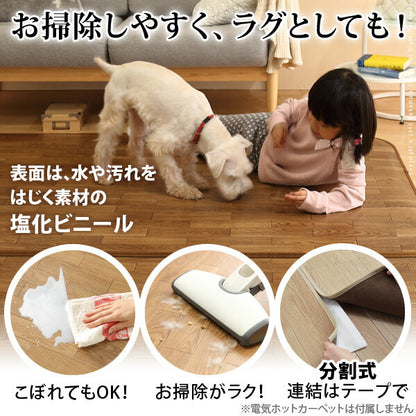 ホットカーペット カバー 防水 2畳用（200x198） 木目調ホットカーペット・カバー-ウッディ カバーのみ ラグ リビングマット フローリング調 クッション性 抗菌  防カビ 防汚 防水 日本製 床暖房対応 ペット 子供 あったか テレワーク リモートワーク 在宅ワーク 季節家電