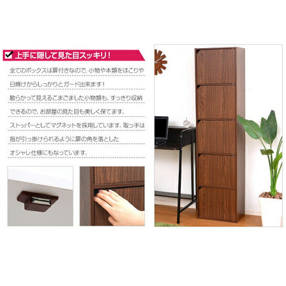 カラーボックス 扉付き 5段 A4サイズ収納OK！ 【-5ivox-フィボックス】 収納ボックス 本棚 テレビボード 小物 リビング収納 キッチン収納 マルチラック 収納ラック キャビネット スリム 木目調 おしゃれ 一人暮らし 新生活 【代引不可】