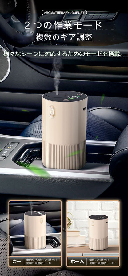 アロマディフューザー アロマオイルセット 水なし 車 室内 卓上 コードレス 充電式 持ち運び タッチパネル 静音 軽量 コンパクト 小型 水を使わない アロマ ディフューザー エッセンシャルオイル 芳香剤 ナノミスト EA-PR-66M