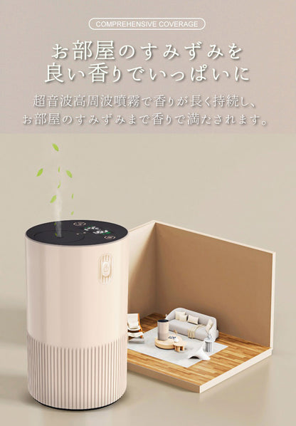 アロマディフューザー アロマオイルセット 水なし 車 室内 卓上 コードレス 充電式 持ち運び タッチパネル 静音 軽量 コンパクト 小型 水を使わない アロマ ディフューザー エッセンシャルオイル 芳香剤 ナノミスト EA-PR-66M