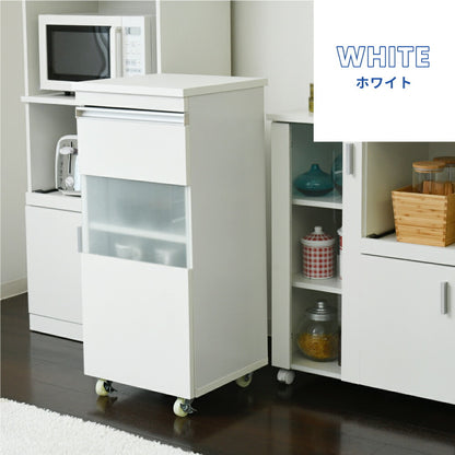 キッチン 隙間収納 ラック キャビネット 幅40 高さ90 奥行40 スリム 食器棚 4段 ロータイプ キャスター コンパクト ガラス 扉付き 隙間ラック ワゴン 【代引不可】