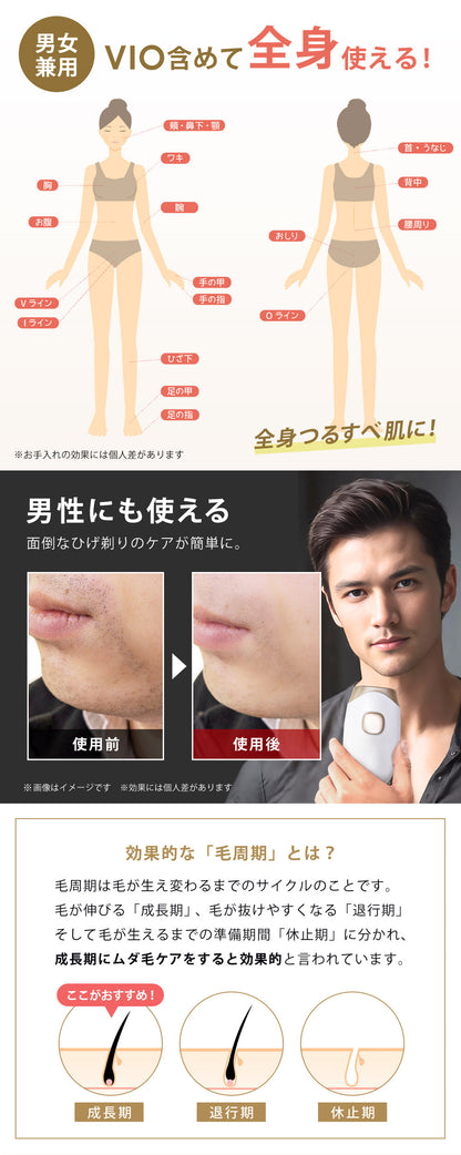 【キャンペーン】IPL脱毛器 EPIFLASH FASCINATEBEAUTY FN-IPE010-W 家庭用 光脱毛器 自宅 メンズ レディース