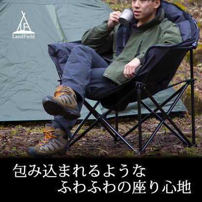 アウトドアチェア ヒーター付 最大55℃ 折りたたみ 完成品 ふかふか 収納バッグ付 コンパクト 温熱 あったか 暖かい 1人掛け 1人用 椅子 チェア ひじ掛け 肘掛け アウトドア キャンプ 温度調整 Landfield 【公式】 季節家電