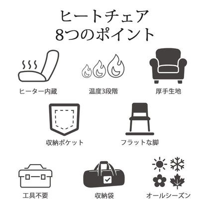 アウトドアチェア ヒーター付 最大55℃ 折りたたみ 完成品 ふかふか 収納バッグ付 コンパクト 温熱 あったか 暖かい 1人掛け 1人用 椅子 チェア ひじ掛け 肘掛け アウトドア キャンプ 温度調整 Landfield 【公式】 季節家電