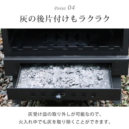 薪ストーブ ガラス窓付き 折りたたみ 煙突付き 耐熱ガラス コンパクト キャンプストーブ アウトドアコンロ 竈 かまど 焚き火 角型ストーブ ウッドストーブ キャンプ アウトドア Landfield 【公式】