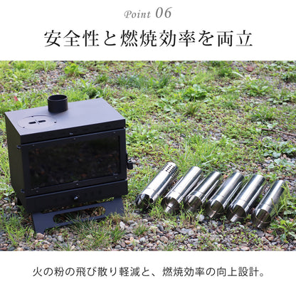 薪ストーブ ガラス窓付き 折りたたみ 煙突付き 耐熱ガラス コンパクト キャンプストーブ アウトドアコンロ 竈 かまど 焚き火 角型ストーブ ウッドストーブ キャンプ アウトドア Landfield 【公式】