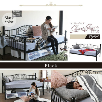 デイベッド ベッドフレーム ロートアイアン シングル ベッド 幅 200 奥行 100 フレーム パイプ ソファ ソファベッド ハイ＆ロー 高さ調節 かわいい 【代引不可】