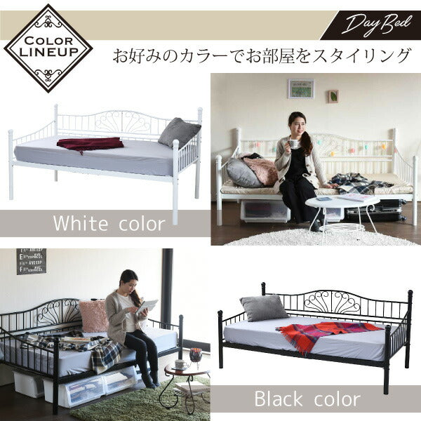 デイベッド ベッドフレーム ロートアイアン シングル ベッド 幅 200 奥行 100 フレーム パイプ ソファ ソファベッド ハイ＆ロー 高さ調節 かわいい 【代引不可】