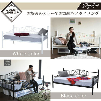 デイベッド ベッドフレーム ロートアイアン シングル ベッド 幅 200 奥行 100 フレーム パイプ ソファ ソファベッド ハイ＆ロー 高さ調節 かわいい 【代引不可】