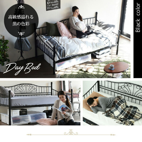 デイベッド ベッドフレーム ロートアイアン シングル ベッド 幅 200 奥行 100 フレーム パイプ ソファ ソファベッド ハイ＆ロー 高さ調節 かわいい 【代引不可】
