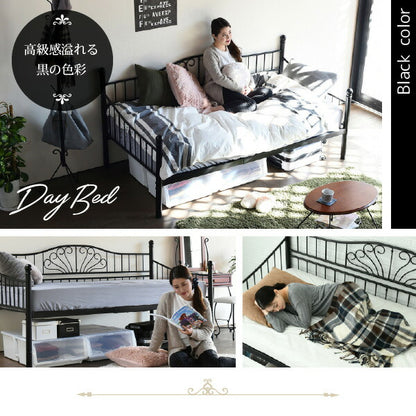デイベッド ベッドフレーム ロートアイアン シングル ベッド 幅 200 奥行 100 フレーム パイプ ソファ ソファベッド ハイ＆ロー 高さ調節 かわいい 【代引不可】