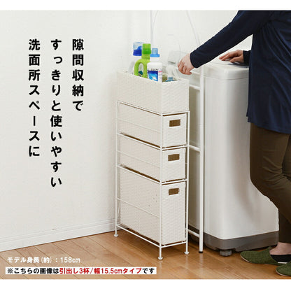 ランドリーチェスト スリム 4段 幅15 防水 完成品 省スペース 隙間収納 かご 籠 バスケット 収納チェスト 収納ラック おしゃれ シンプル トイレ 洗面所 脱衣所 洗濯機横 トイレラック サニタリーチェスト 収納 収納棚 RAN2407 【代引/同梱不可】 生活家電