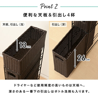 ランドリーチェスト スリム 4段 幅15 防水 完成品 省スペース 隙間収納 かご 籠 バスケット 収納チェスト 収納ラック おしゃれ シンプル トイレ 洗面所 脱衣所 洗濯機横 トイレラック サニタリーチェスト 収納 収納棚 RAN2407 【代引/同梱不可】 生活家電