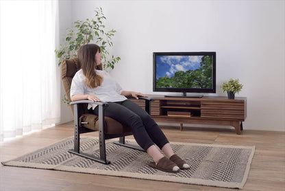 楽々チェア 天然木 椅子 いす イス レバー式 リクライニング 高さ4段階調節 RKC-38GY 【同梱不可】