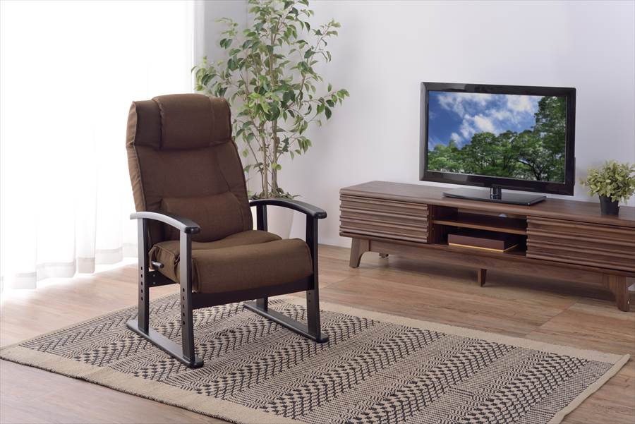 楽々チェア 天然木 椅子 いす イス レバー式 リクライニング 高さ4段階調節 RKC-38GY 【同梱不可】