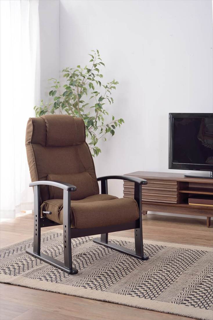 楽々チェア 天然木 椅子 いす イス レバー式 リクライニング 高さ4段階調節 RKC-38GY 【同梱不可】