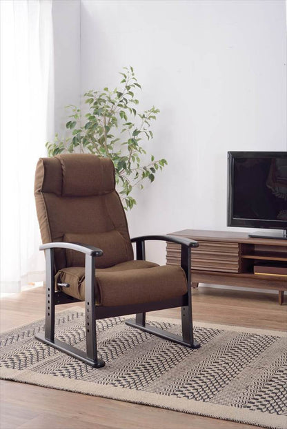 楽々チェア 天然木 椅子 いす イス レバー式 リクライニング 高さ4段階調節 RKC-38GY 【同梱不可】