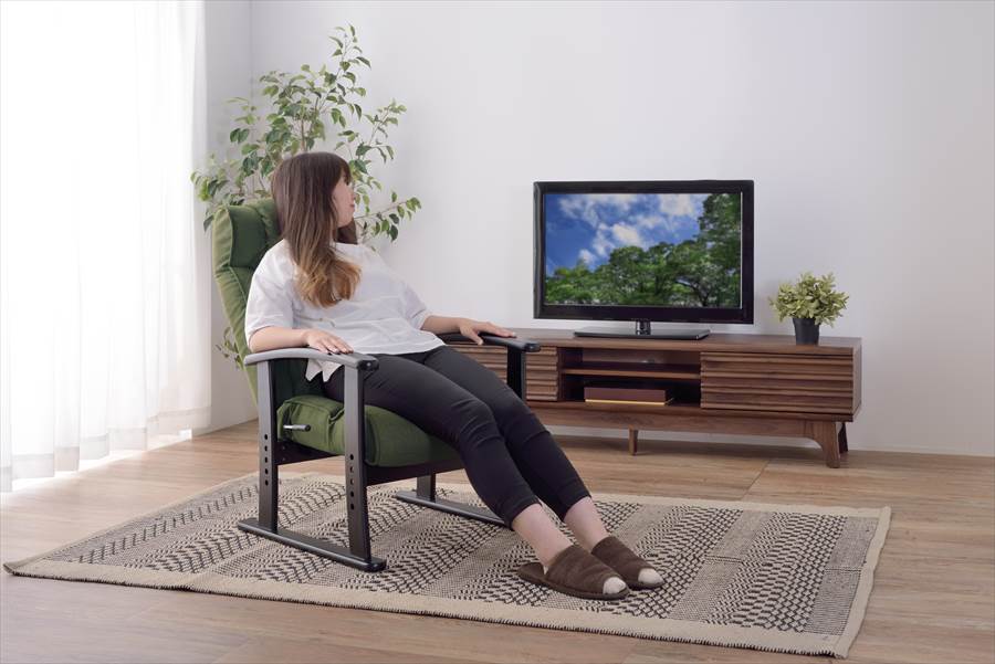 楽々チェア 天然木 椅子 いす イス レバー式 リクライニング 高さ4段階調節 RKC-38GY 【同梱不可】