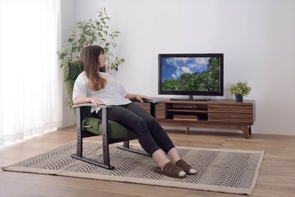 楽々チェア 天然木 椅子 いす イス レバー式 リクライニング 高さ4段階調節 RKC-38GY 【同梱不可】