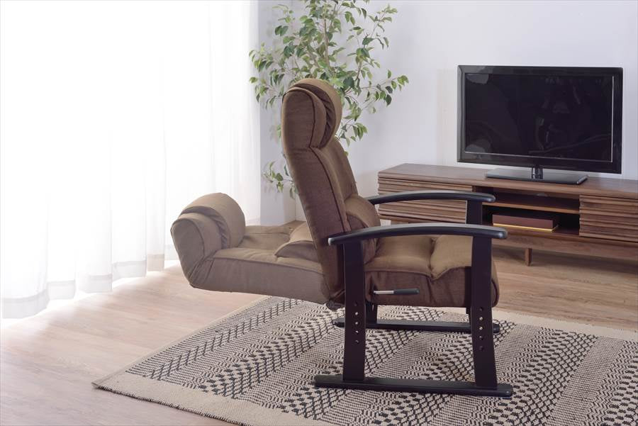 楽々チェア 天然木 椅子 いす イス レバー式 リクライニング 高さ4段階調節 RKC-38GY 【同梱不可】