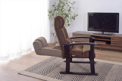 楽々チェア 天然木 椅子 いす イス レバー式 リクライニング 高さ4段階調節 RKC-38GY 【同梱不可】