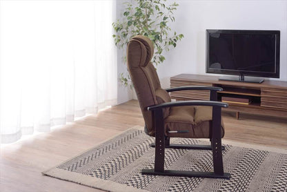 楽々チェア 天然木 椅子 いす イス レバー式 リクライニング 高さ4段階調節 RKC-38GY 【同梱不可】