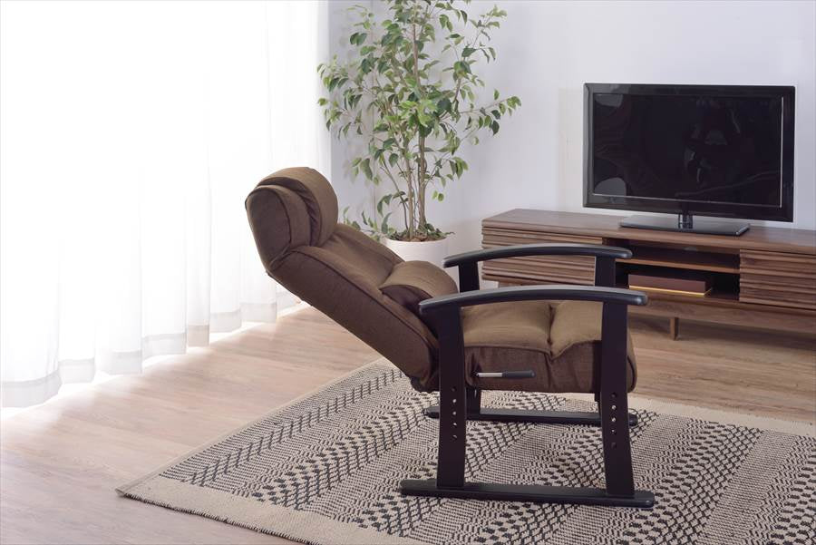 楽々チェア 天然木 椅子 いす イス レバー式 リクライニング 高さ4段階調節 RKC-38GY 【同梱不可】