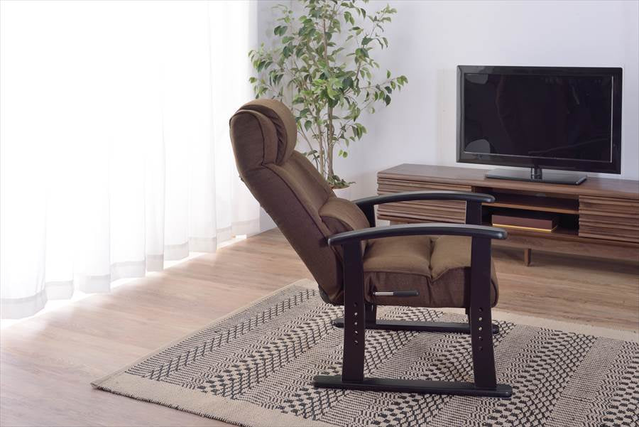 楽々チェア 天然木 椅子 いす イス レバー式 リクライニング 高さ4段階調節 RKC-38GY 【同梱不可】