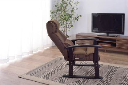 楽々チェア 天然木 椅子 いす イス レバー式 リクライニング 高さ4段階調節 RKC-38GY 【同梱不可】