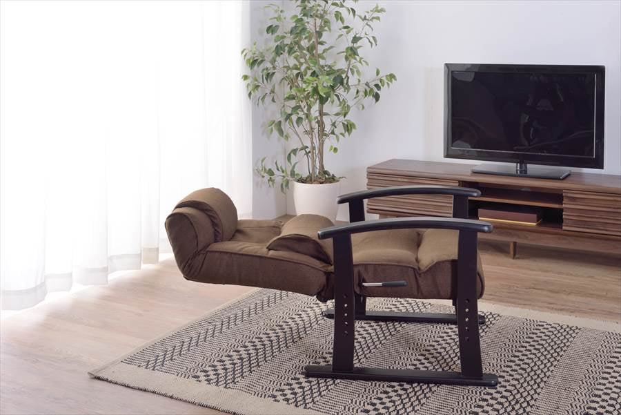 楽々チェア 天然木 椅子 いす イス レバー式 リクライニング 高さ4段階調節 RKC-38GY 【同梱不可】