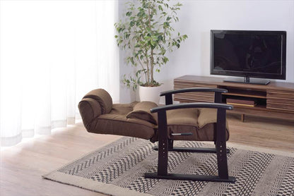 楽々チェア 天然木 椅子 いす イス レバー式 リクライニング 高さ4段階調節 RKC-38GY 【同梱不可】