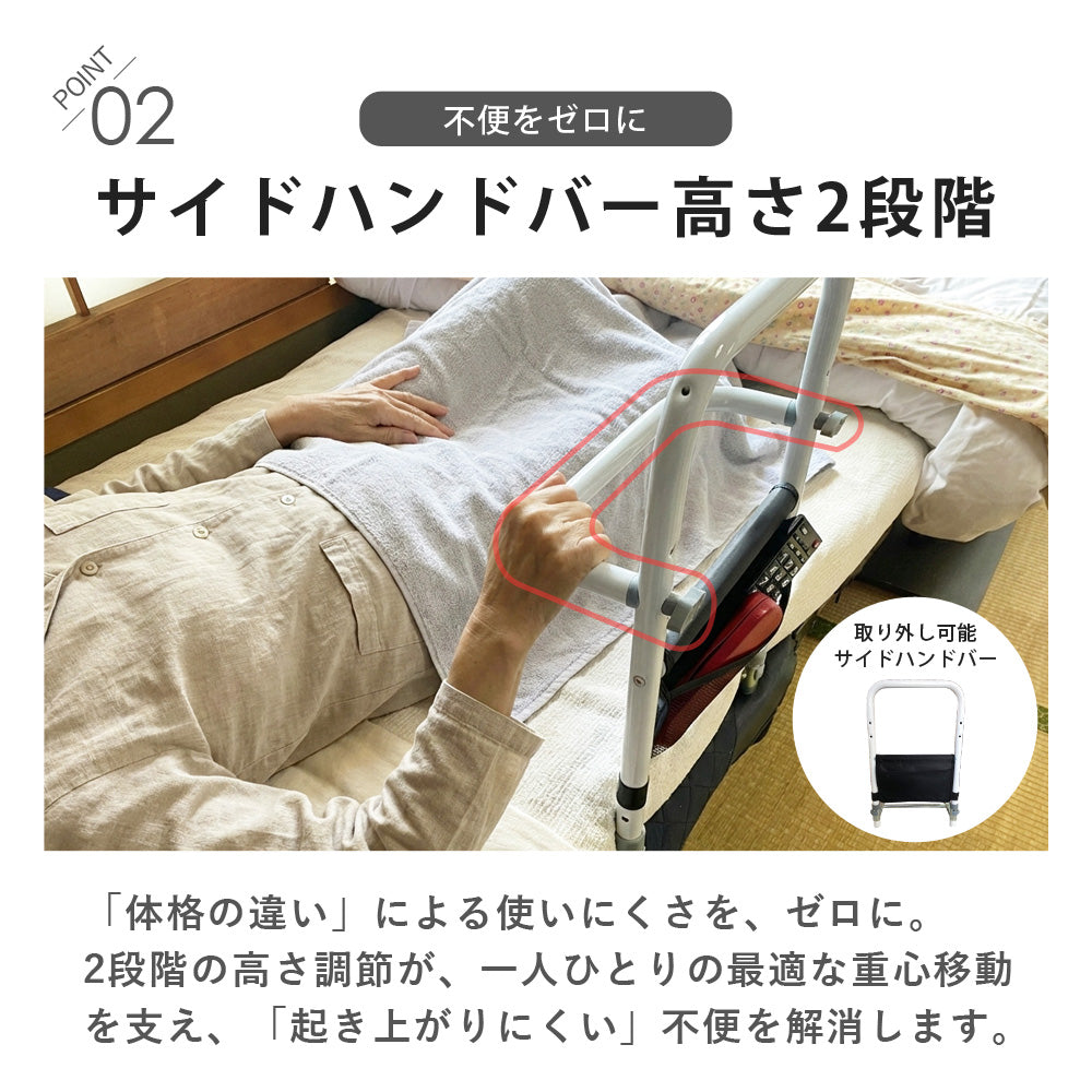 【当店限定180日延長保証】 Sun Ruck ベッド用手すり つかまるくん 収納ポケット付き ベッド 後付け 起き上がり 補助手すり 補助用手すり ベッドアシストレール ベッドアシストバー サイドガード ベッドサイドレール ベッド柵 ベッドフェンス ベッドサイドガード 介護 SR-BH010R