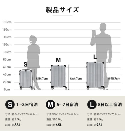【当店限定180日延長保証】 Sun Ruck スーツケース Mサイズ 4泊-7泊 65L キャリーケース キャリーバッグ 旅行バッグ トランク トランクケース キャスター 軽量 TSAロック ストッパー付き SR-DT065