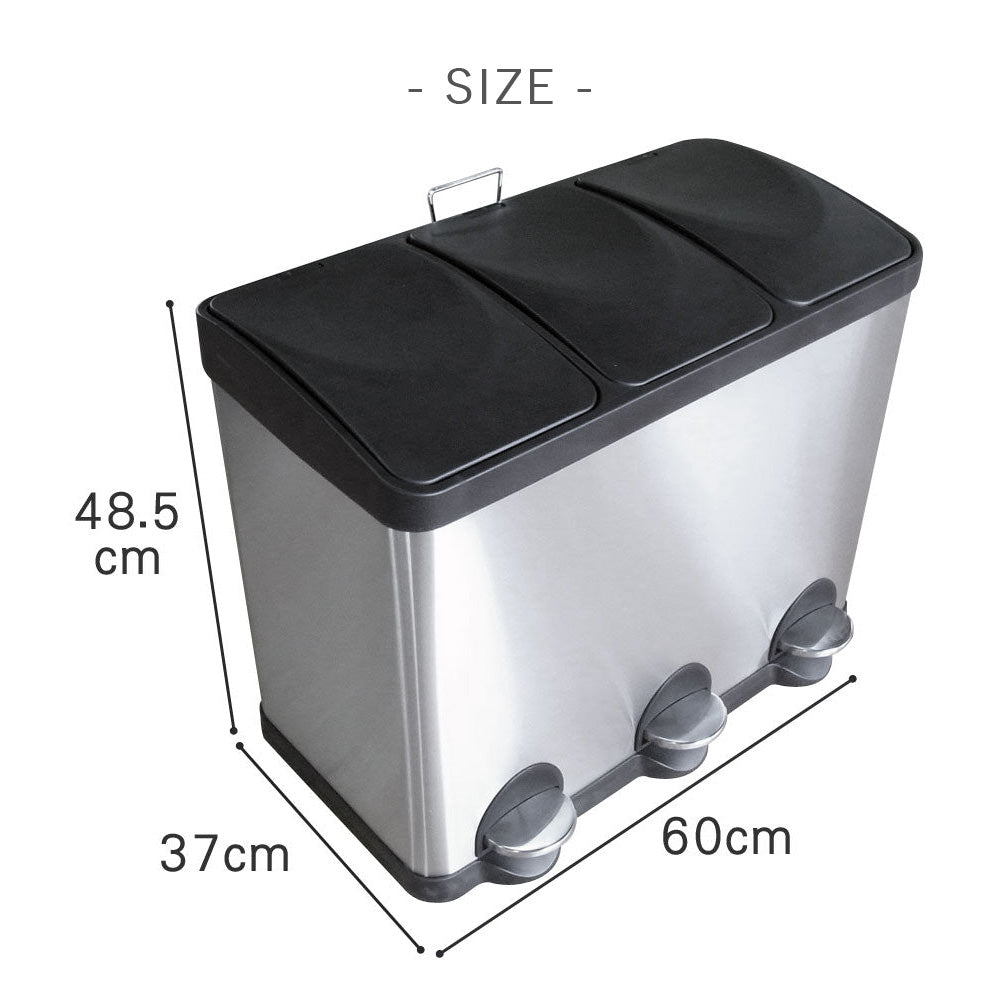 【当店限定180日延長保証】SunRuck 3分別ステンレスゴミ箱 45リットル(15L×3) サンルック SR-MHS292