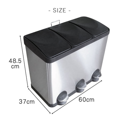 【当店限定180日延長保証】SunRuck 3分別ステンレスゴミ箱 45リットル(15L×3) サンルック SR-MHS292