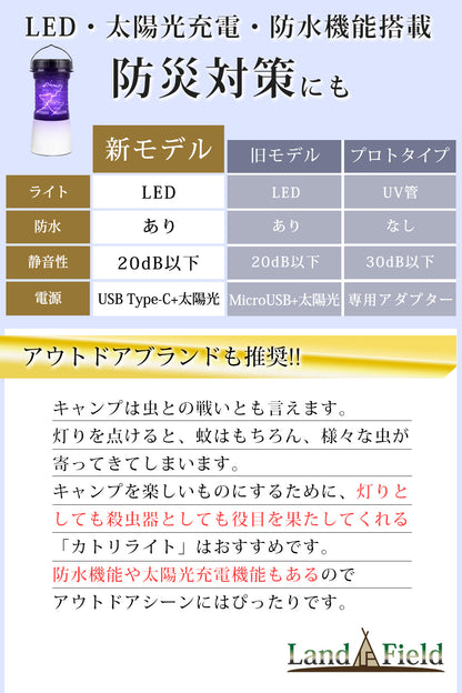 【当店限定180日延長保証】 電気殺虫器 殺虫機 ライト LEDランタン 電撃 殺虫 USB Type-C 充電 殺虫ランタン 蚊取り器 捕虫器 虫捕り 誘虫灯 誘虫ライト 吸引 蚊 ハエ コバエ 充電式 屋外 防水 省エネ 静音 殺虫機能搭載 災害対策 カトリライト Sunruck サンルック SR-MKL011