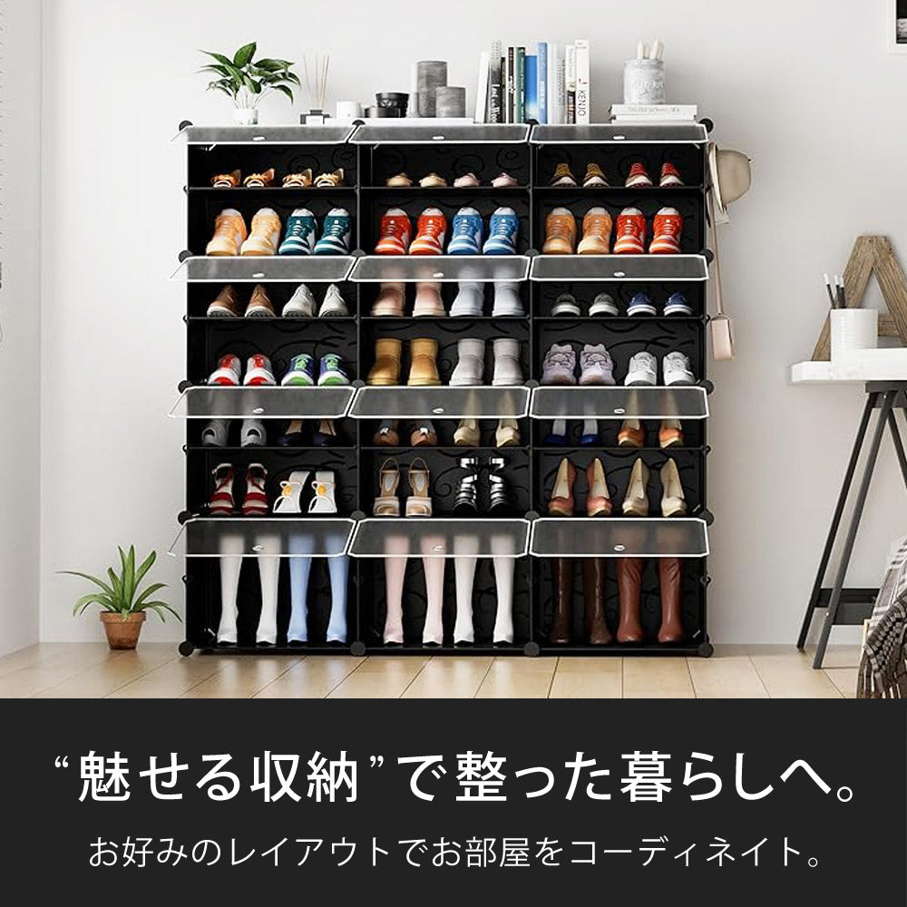 【当店限定180日延長保証】 Sun Ruck シューズボックス 組み立て式 最大48足収納 大容量 扉付き おしゃれ シューズケース 靴ケース 靴箱 下駄箱 収納ボックス SR-SC038
