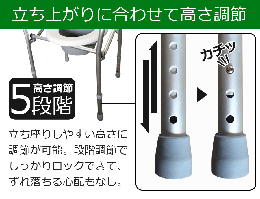 【当店限定180日延長保証】 Sun Ruck ポータブルトイレ 折りたたみ式 手すり付き 高さ調節 簡易トイレ バケツ付き 介護用品 肘掛け 折り畳み ポータブルトイレ 便座 トイレ 排泄介助用品 介護トイレ SR-SCC002A