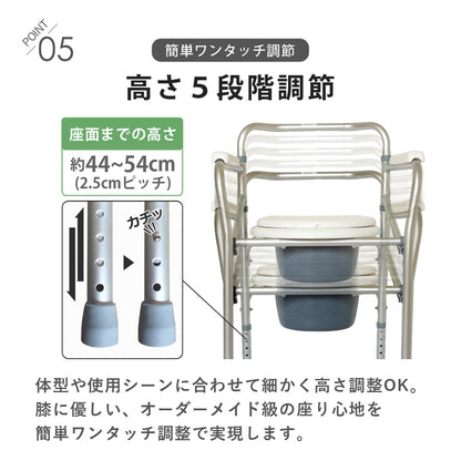 【当店限定180日延長保証】 Sun Ruck ポータブルトイレ 折りたたみ式 手すり付き 高さ調節 簡易トイレ バケツ付き 介護用品 肘掛け 折り畳み ポータブルトイレ 便座 トイレ 排泄介助用品 介護トイレ SR-SCC002A