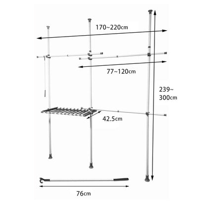 【当店限定180日延長保証】 Sun Ruck つっぱり棒ハンガー 幅170～220cm 2段 最大75着収納 耐荷重100kg SR-TH02SL SR-TH03SL